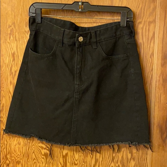 Washed Black Raw Hem Mini Skirt - Picture 1 of 4
